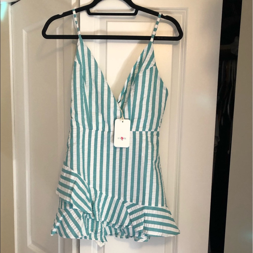 Teal & white Romper